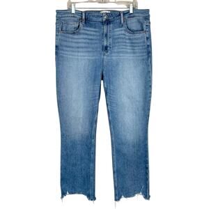 Paige Cindy Jeans High Rise Raw Hem Straight Leg Mel Blue Stretchy Women's 16W